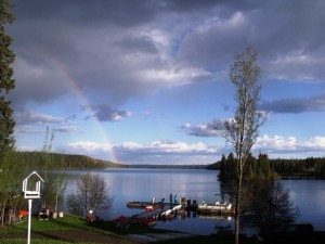 guests enjoying a spring rainbow